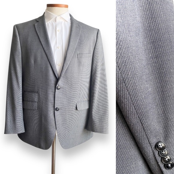 Vince Camuto Gray Textured Blazer Sport Coat Suit Jacket Business Wedding 44R - Picture 1 of 8